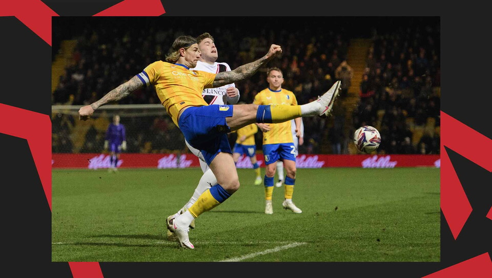A match action image from City's away win at Mansfield Town.