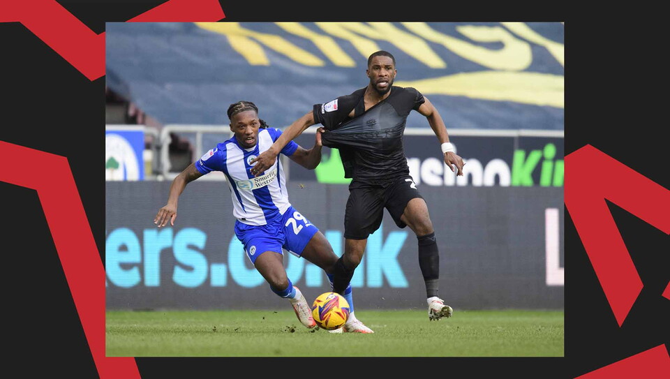 A match action image from City's away game at Wigan Athletic.