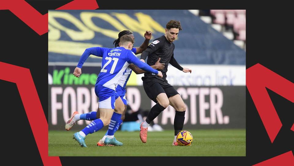 A match action image from City's away game at Wigan Athletic.
