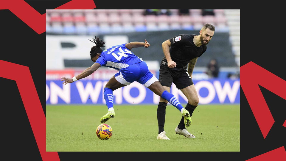 A match action image from City's away game at Wigan Athletic.