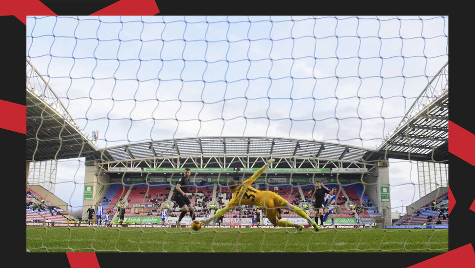 A match action image from City's away game at Wigan Athletic.