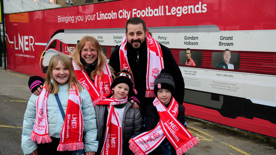 Supporters in the University of Lincoln Fan Village at the LNER Stadium