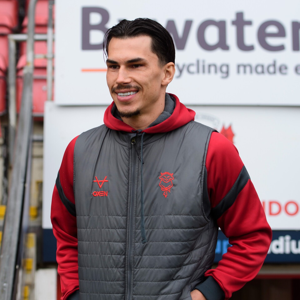 Lewis Montsma comes out of the tunnel at the Gaughan Group Stadium,