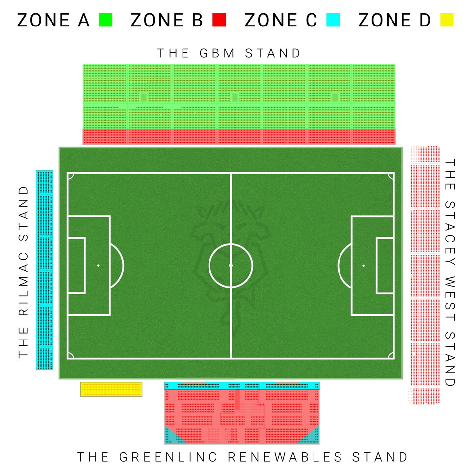 A graphic of the LNER Stadium from above showing a seating plan.