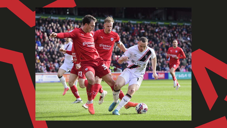 A match action image from City's away game at Barnsley.