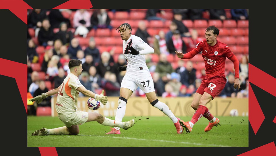 A match action image from City's away game at Barnsley.