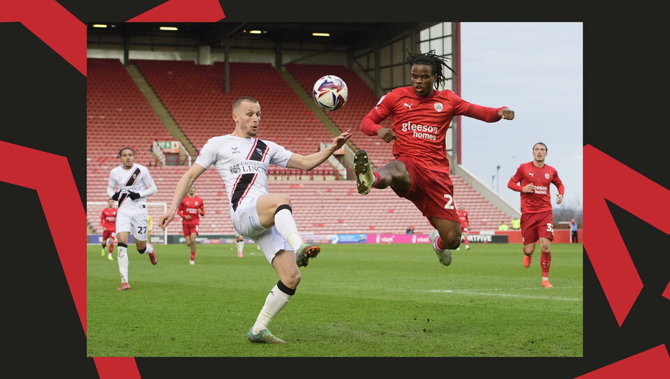 A match action image from City's away game at Barnsley.