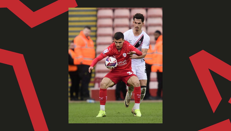 A match action image from City's away game at Barnsley.