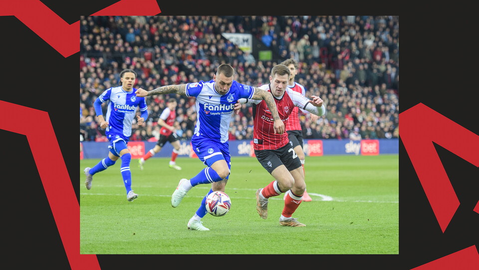 A match action image from City's 5-0 home win over Bristol Rovers.