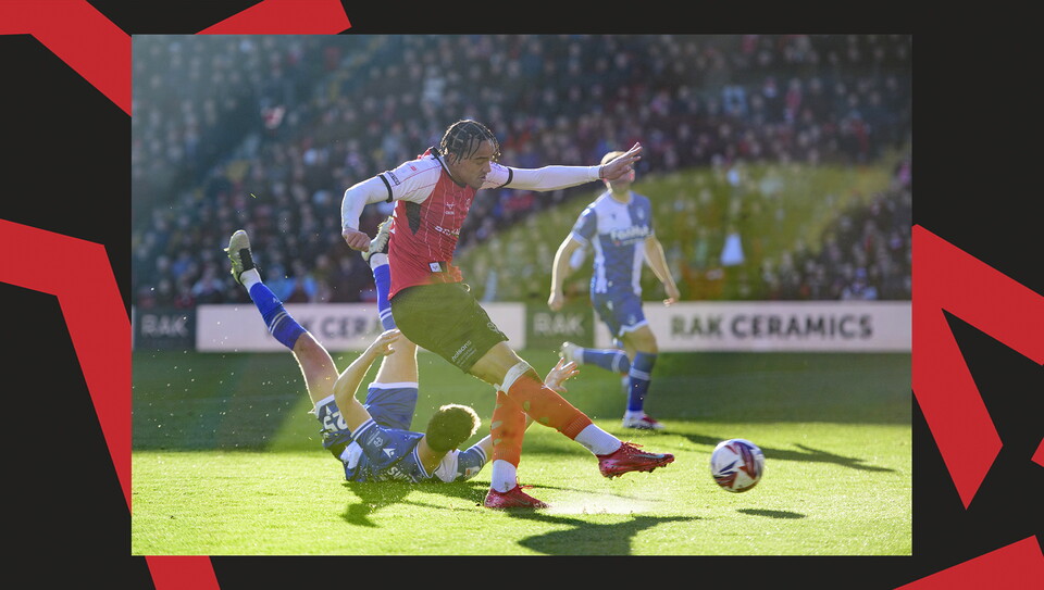 A match action image from City's 5-0 home win over Bristol Rovers.