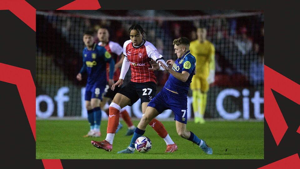 A match action image from City's home game against Huddersfield Town.