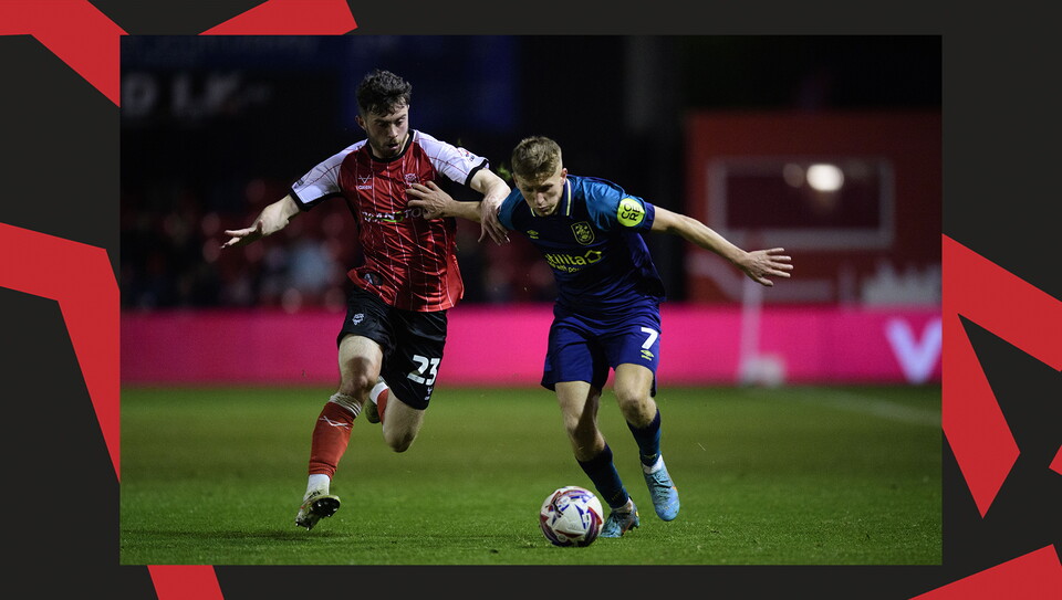 A match action image from City's home game against Huddersfield Town.