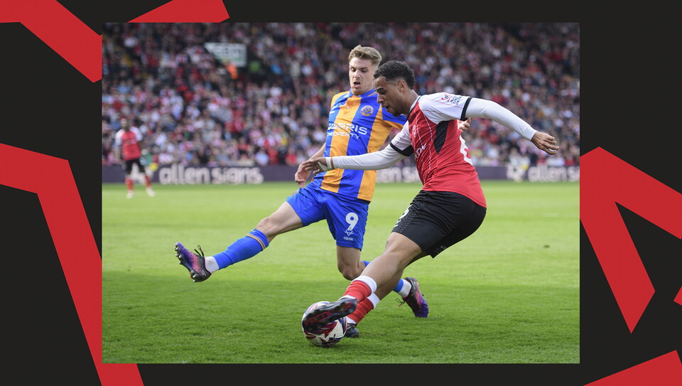 A match action image from City's 1-1 home draw against Shrewsbury Town.