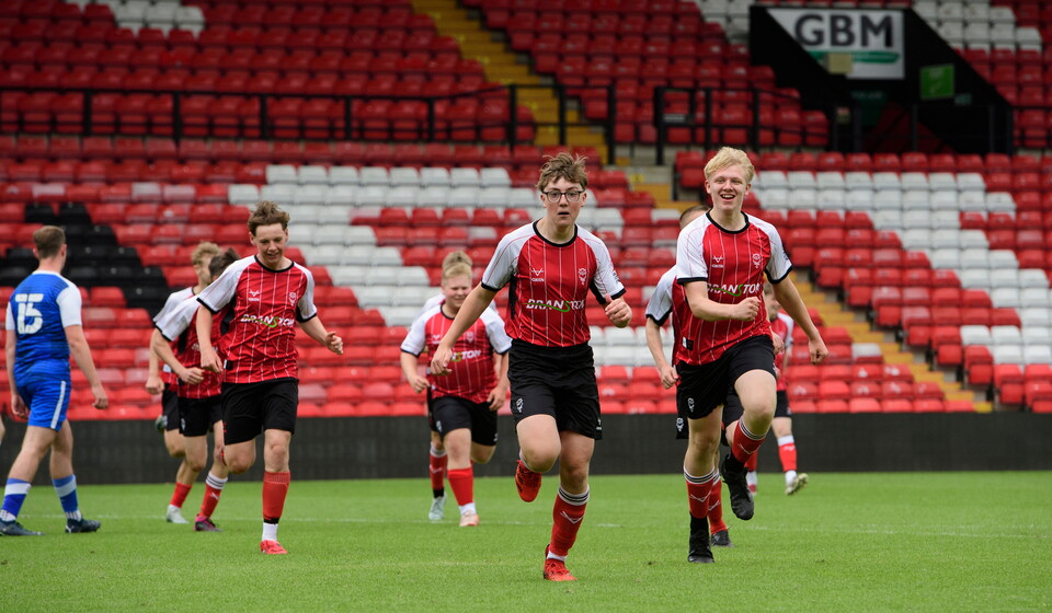 A picture from Lincoln City Foundation’s BTEC students against Club Doncaster Sports College students at LNER Stadium, Lincoln.