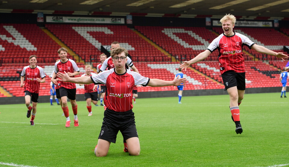 A picture from Lincoln City Foundation’s BTEC students against Club Doncaster Sports College students at LNER Stadium, Lincoln.