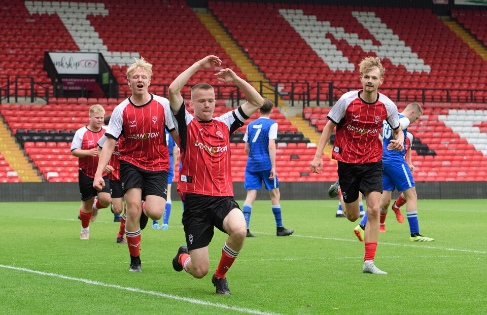 A picture from Lincoln City Foundation’s BTEC students against Club Doncaster Sports College students at LNER Stadium, Lincoln.