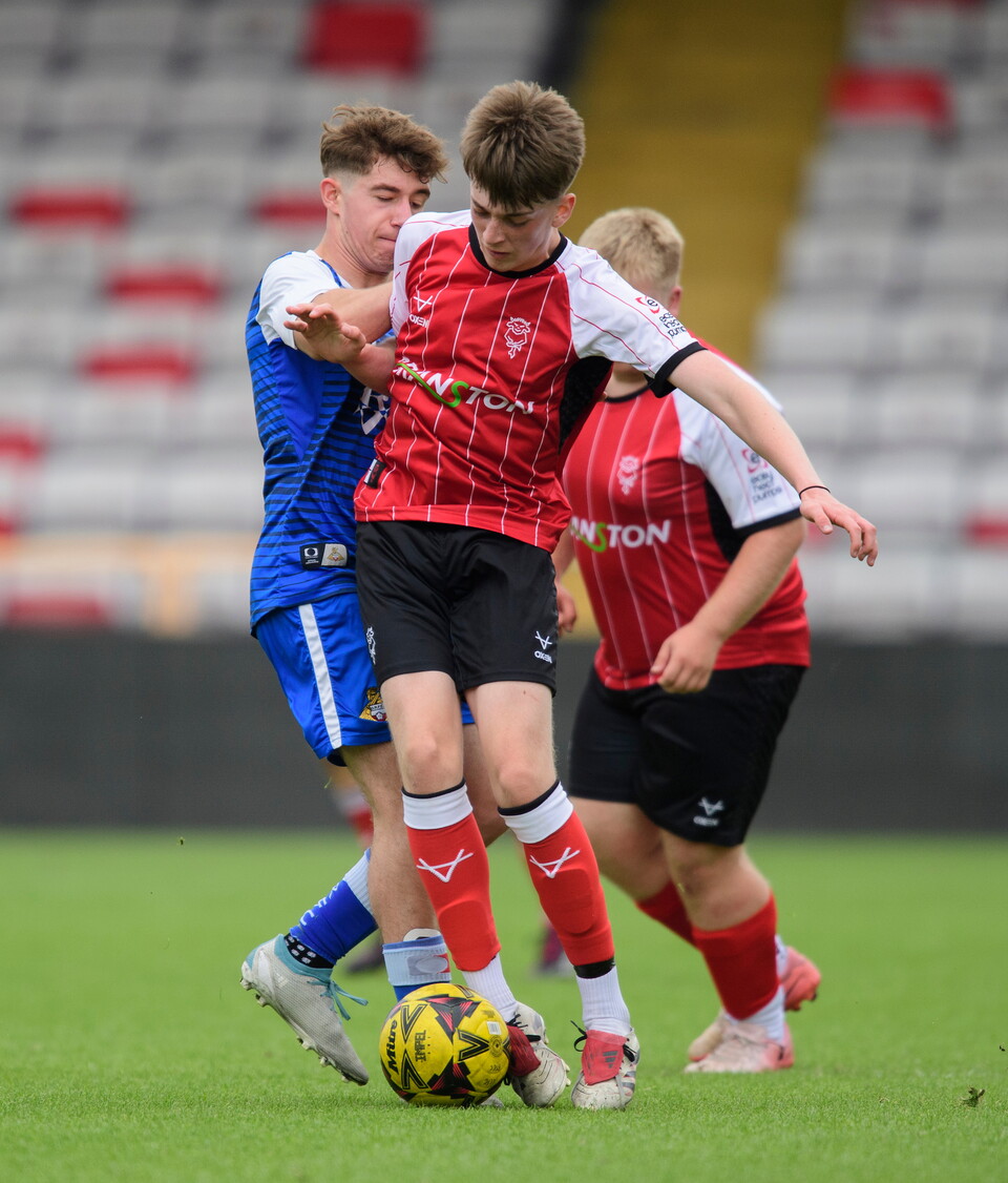 A picture from Lincoln City Foundation’s BTEC students against Club Doncaster Sports College students at LNER Stadium, Lincoln.