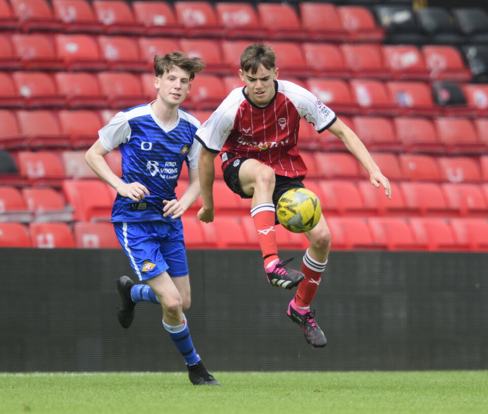 A picture from Lincoln City Foundation’s BTEC students against Club Doncaster Sports College students at LNER Stadium, Lincoln.