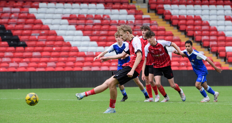 A picture from Lincoln City Foundation’s BTEC students against Club Doncaster Sports College students at LNER Stadium, Lincoln.