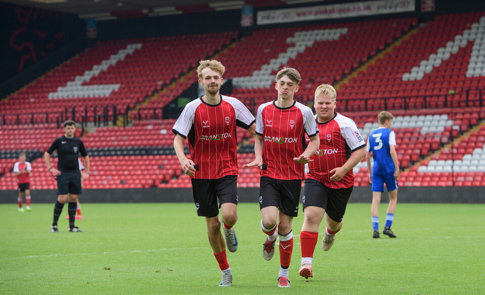A picture from Lincoln City Foundation’s BTEC students against Club Doncaster Sports College students at LNER Stadium, Lincoln.