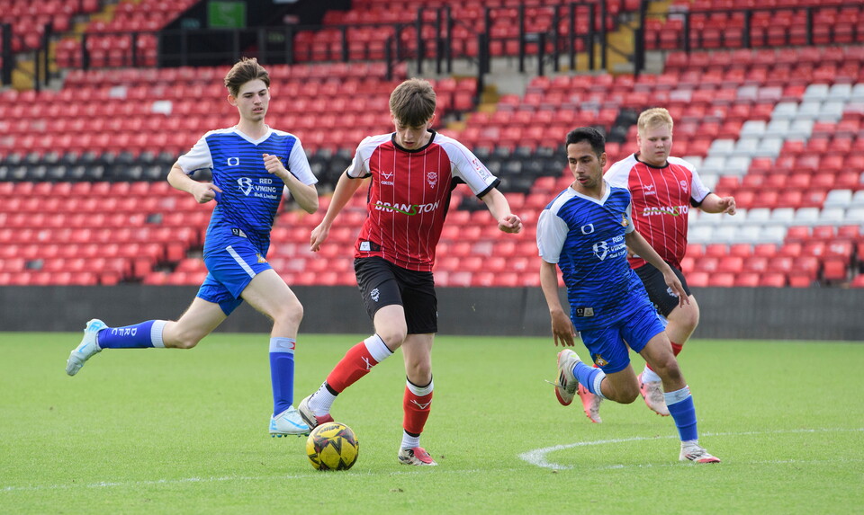 A picture from Lincoln City Foundation’s BTEC students against Club Doncaster Sports College students at LNER Stadium, Lincoln.