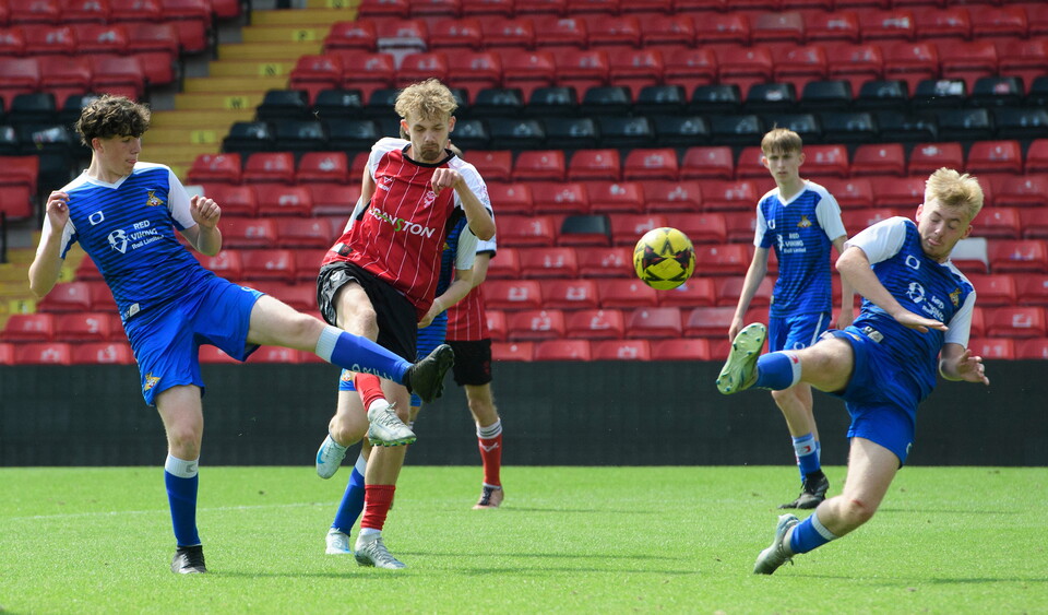 A picture from Lincoln City Foundation’s BTEC students against Club Doncaster Sports College students at LNER Stadium, Lincoln.