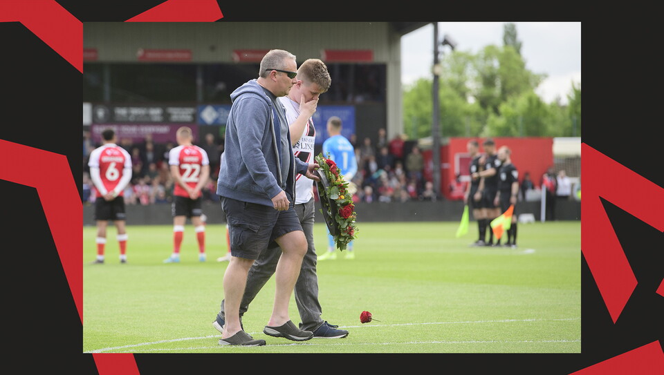 An image from the Valley Parade remembrance held ahead of the Wrexham game