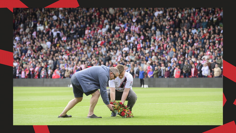 An image from the Valley Parade remembrance held ahead of the Wrexham game
