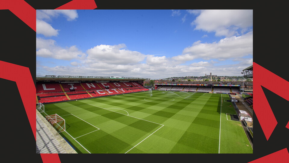 A match action image from City's final game of the season against Wrexham