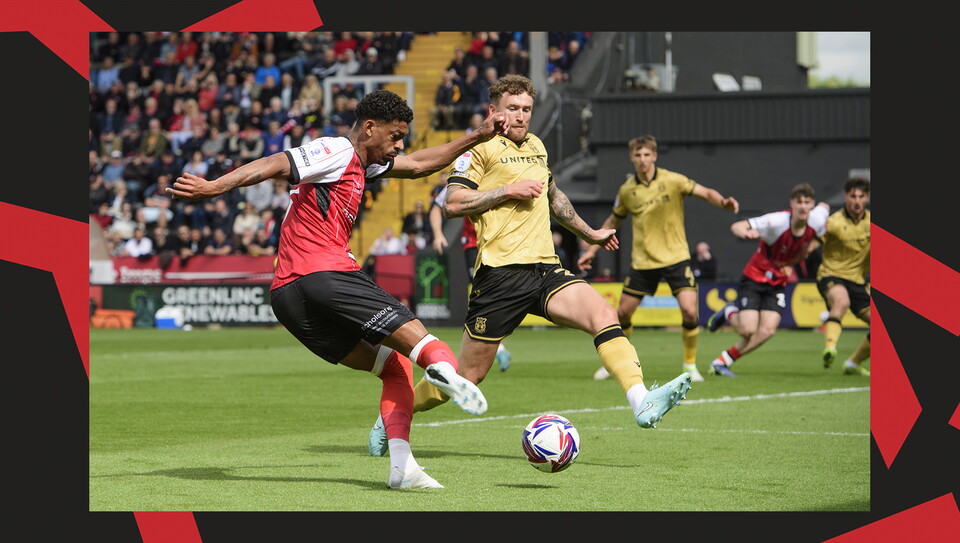 A match action image from City's final game of the season against Wrexham
