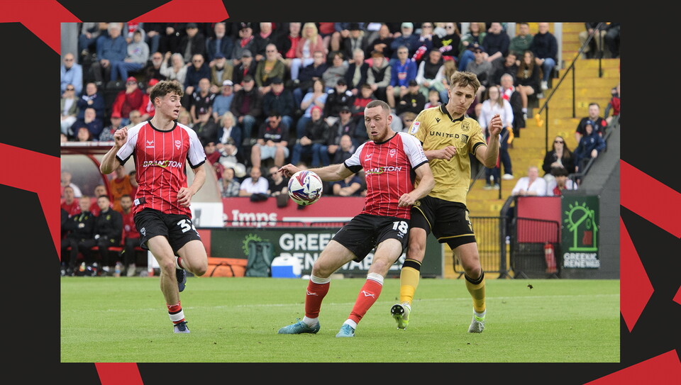 A match action image from City's final game of the season against Wrexham
