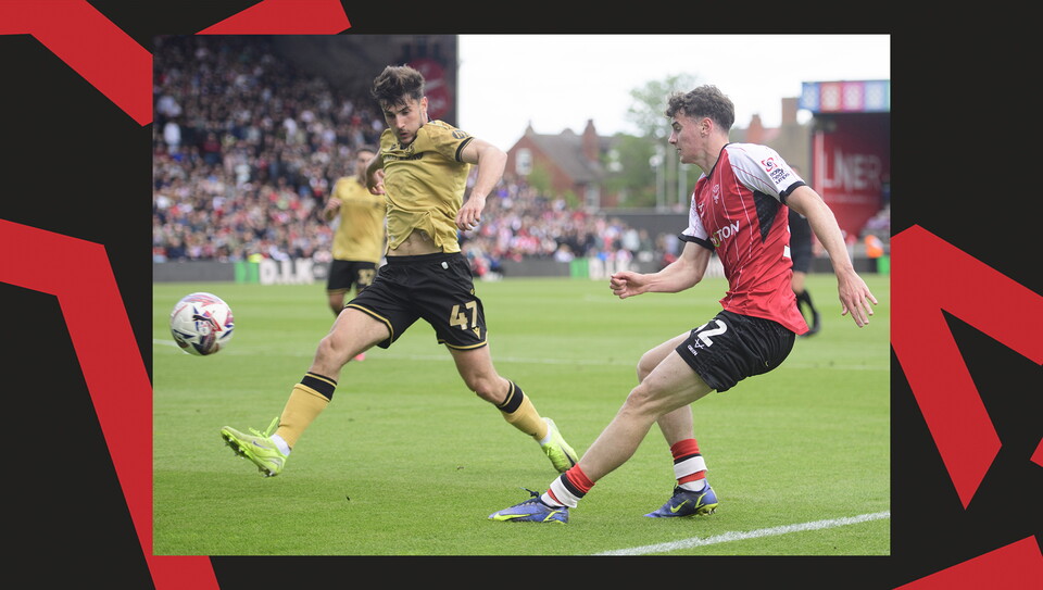 A match action image from City's final game of the season against Wrexham