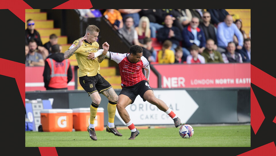 A match action image from City's final game of the season against Wrexham