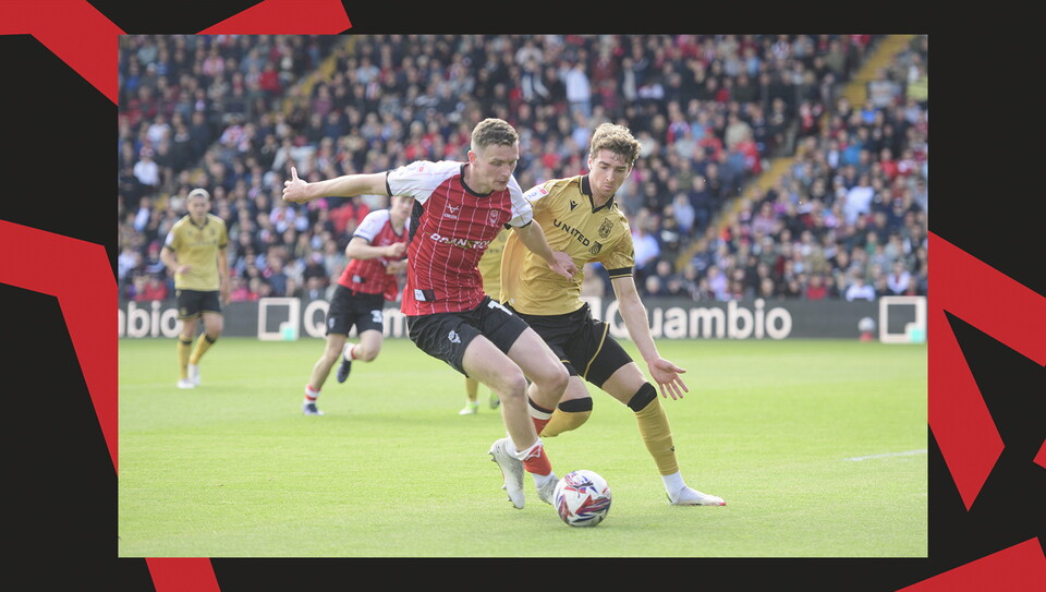 A match action image from City's final game of the season against Wrexham