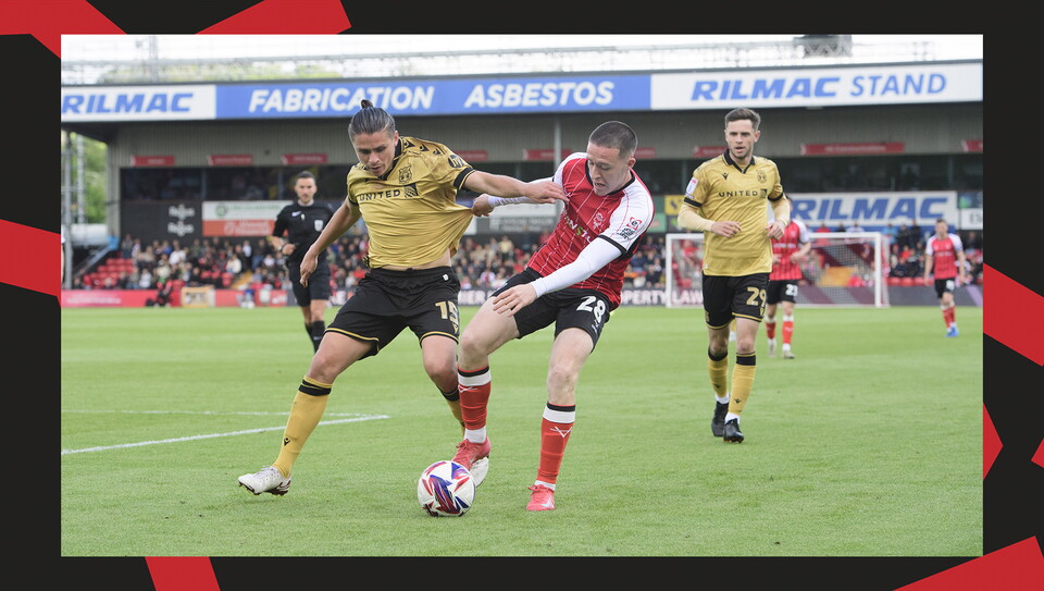 A match action image from City's final game of the season against Wrexham