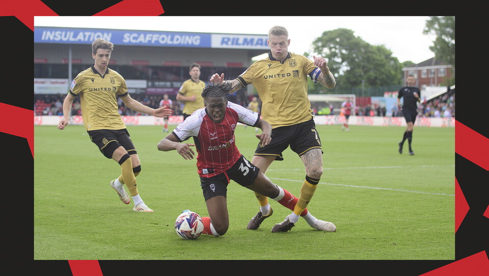 A match action image from City's final game of the season against Wrexham