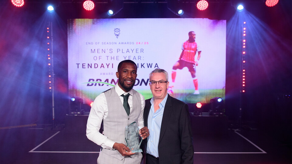 Tendayi Darikwa of Lincoln City received the Player of the Season award, sponsored by Branston, presented by Simon Telfer.