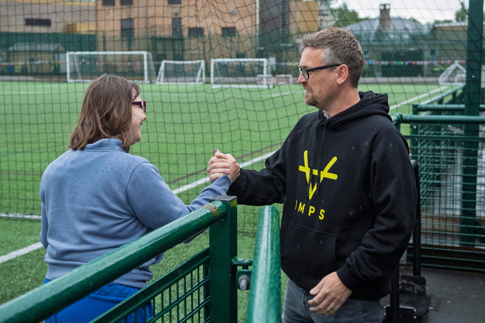 Michael Skubala, head coach of Lincoln City visited the community football session, organised by Lincoln City Foundation, on the 3G at the club’s LNER Stadium