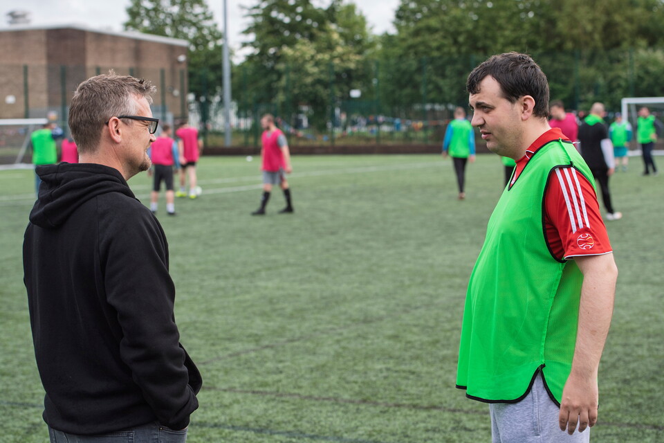 Michael Skubala, head coach of Lincoln City visited the community football session, organised by Lincoln City Foundation, on the 3G at the club’s LNER Stadium