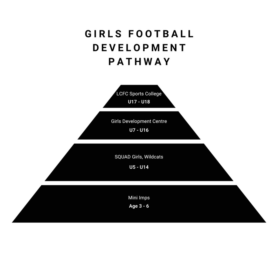 An infographic showing the new girls football development pathway