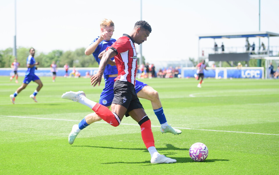 Reeco Hackett of Lincoln City during the pre-season friendly match between Leicester City U21 and Lincoln City at Leicester City’s training ground, Seagrave.