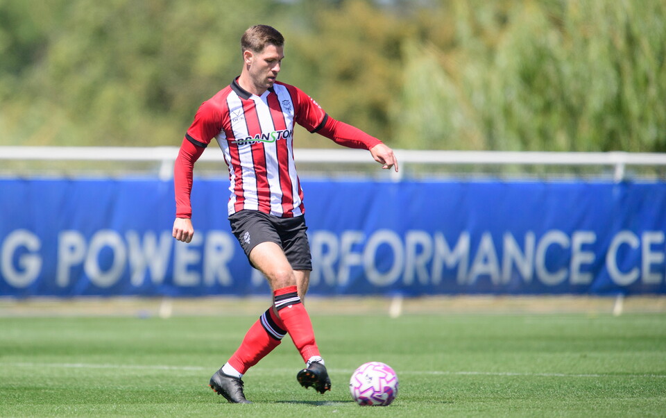 James Collins of Lincoln City during the pre-season friendly match between Leicester City U21 and Lincoln City at Leicester City’s training ground, Seagrave.