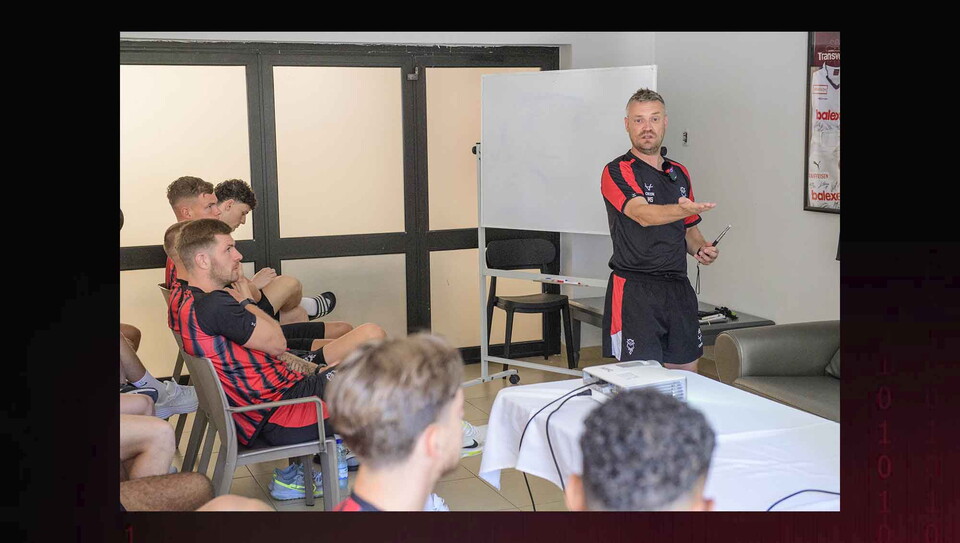 Lincoln City players in the gym
