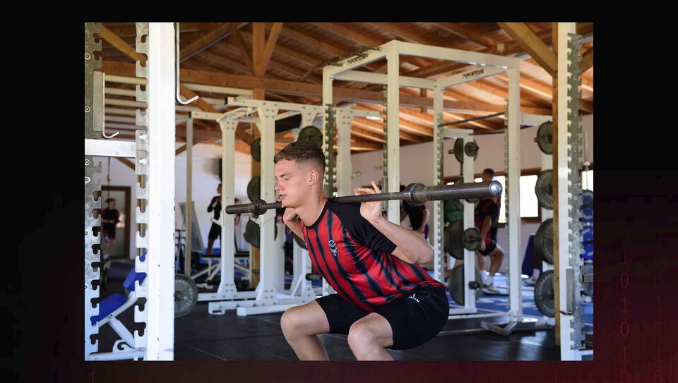 Lincoln City players in the gym