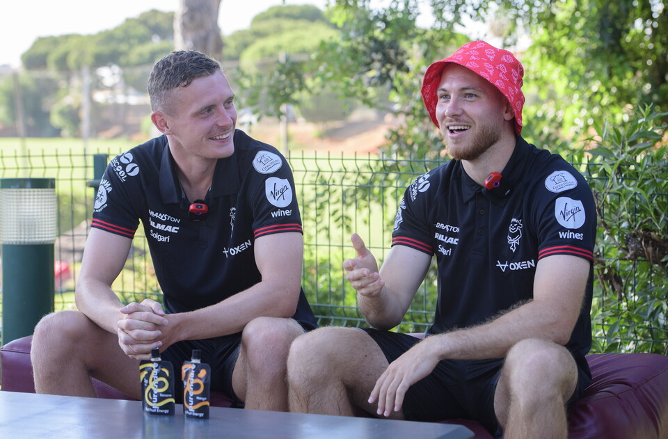 Ethan Hamilton and Ben House record a video to camera