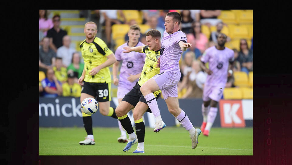 A match action image from City's 3-1 away win at Harrogate Town