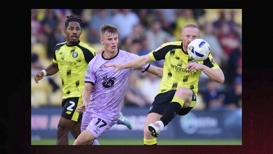 A match action image from City's 3-1 away win at Harrogate Town