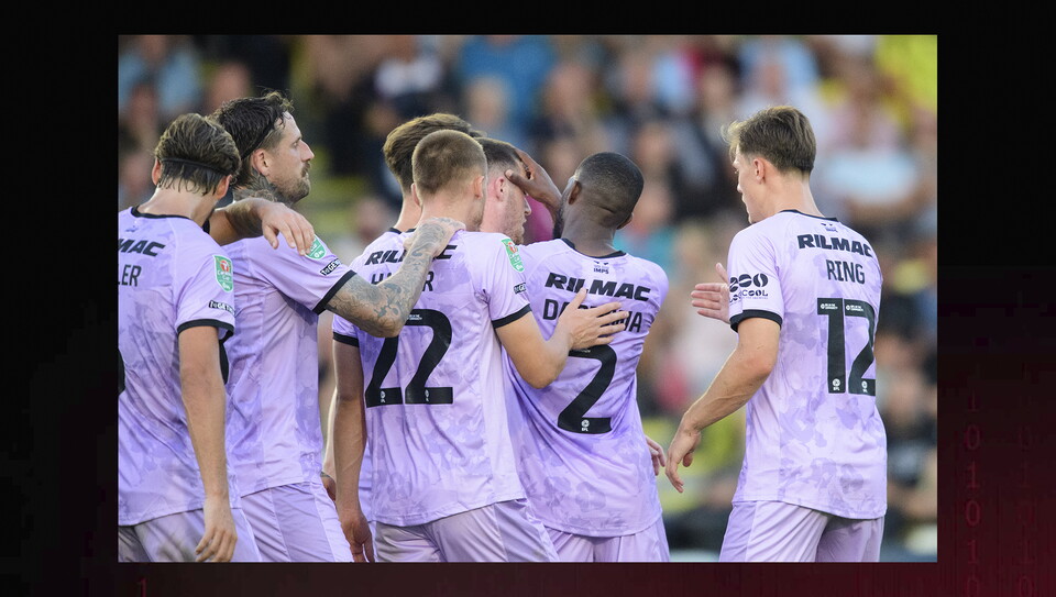 A match action image from City's 3-1 away win at Harrogate Town