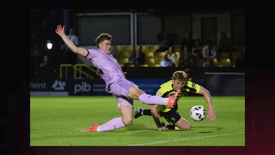 A match action image from City's 3-1 away win at Harrogate Town