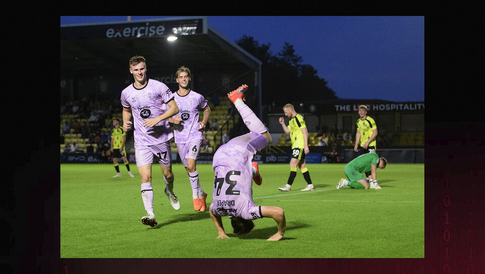 A match action image from City's 3-1 away win at Harrogate Town